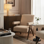 Chinnor Ochre Striped Linen Blend Weathered Oak Frame Accent Chair