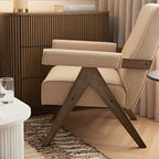 Chinnor Ochre Striped Linen Blend Weathered Oak Frame Accent Chair