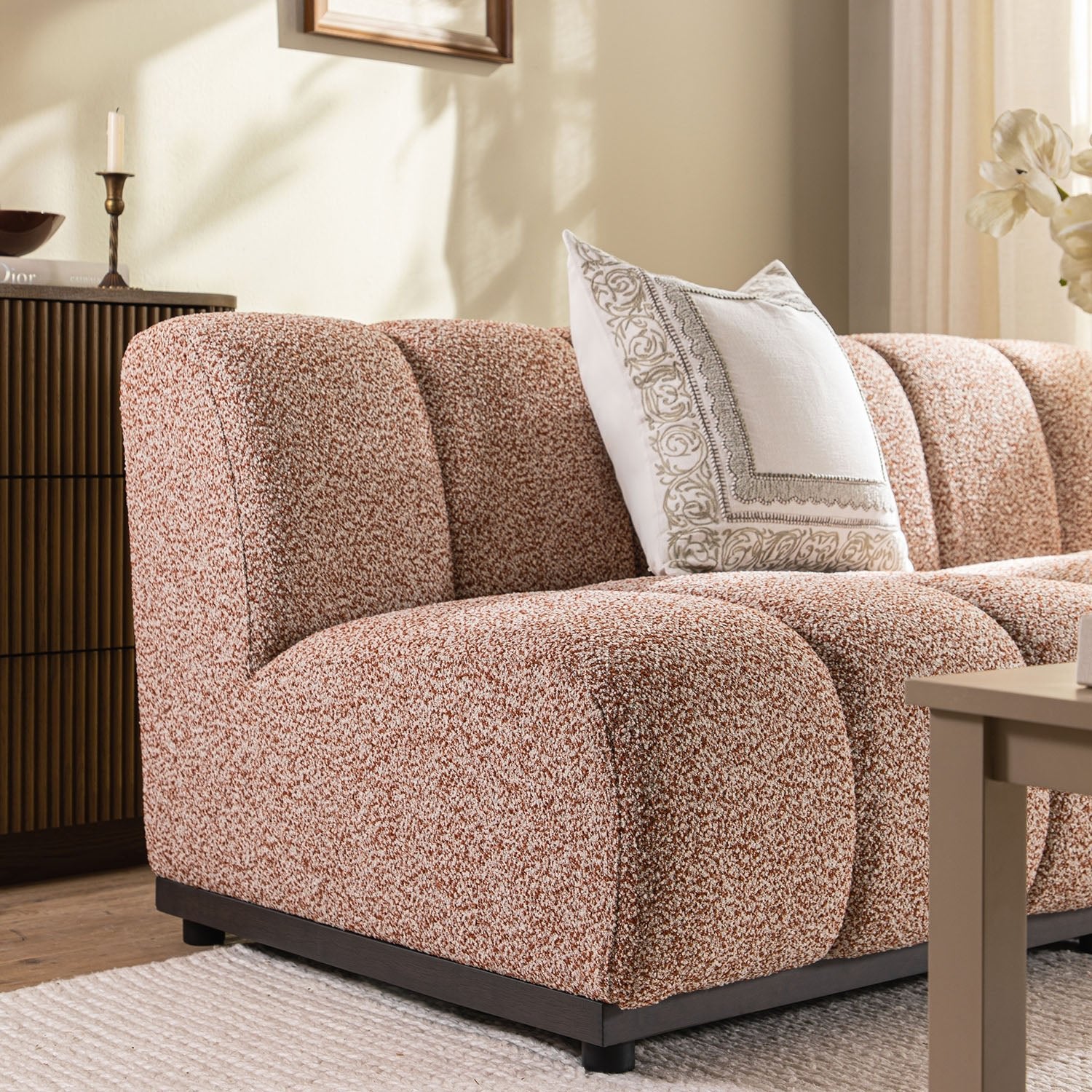 Granvia Musk Blush Boucle Modular Sofa, 2-Seater Sofa