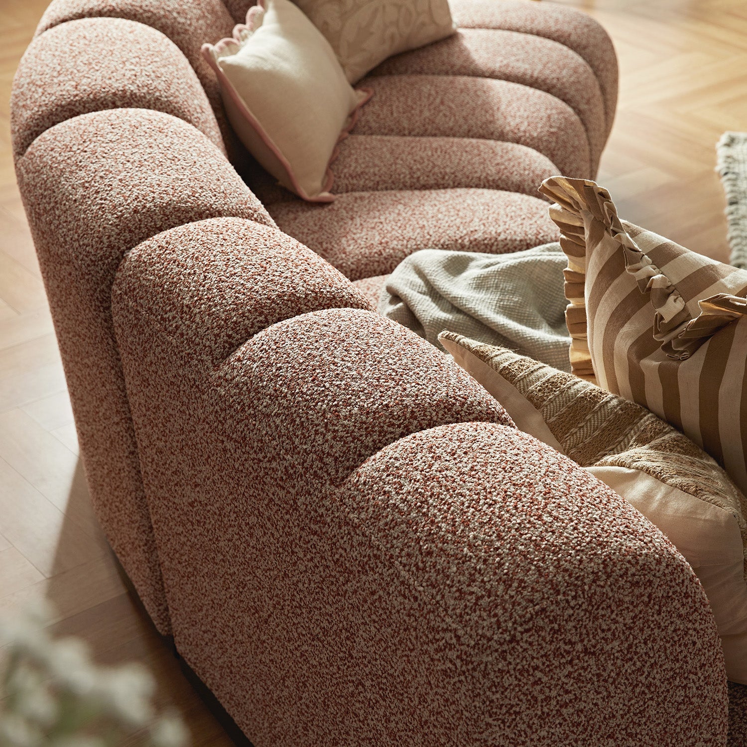 Granvia Musk Blush Boucle Modular Sofa, 3-Seater Corner Sofa