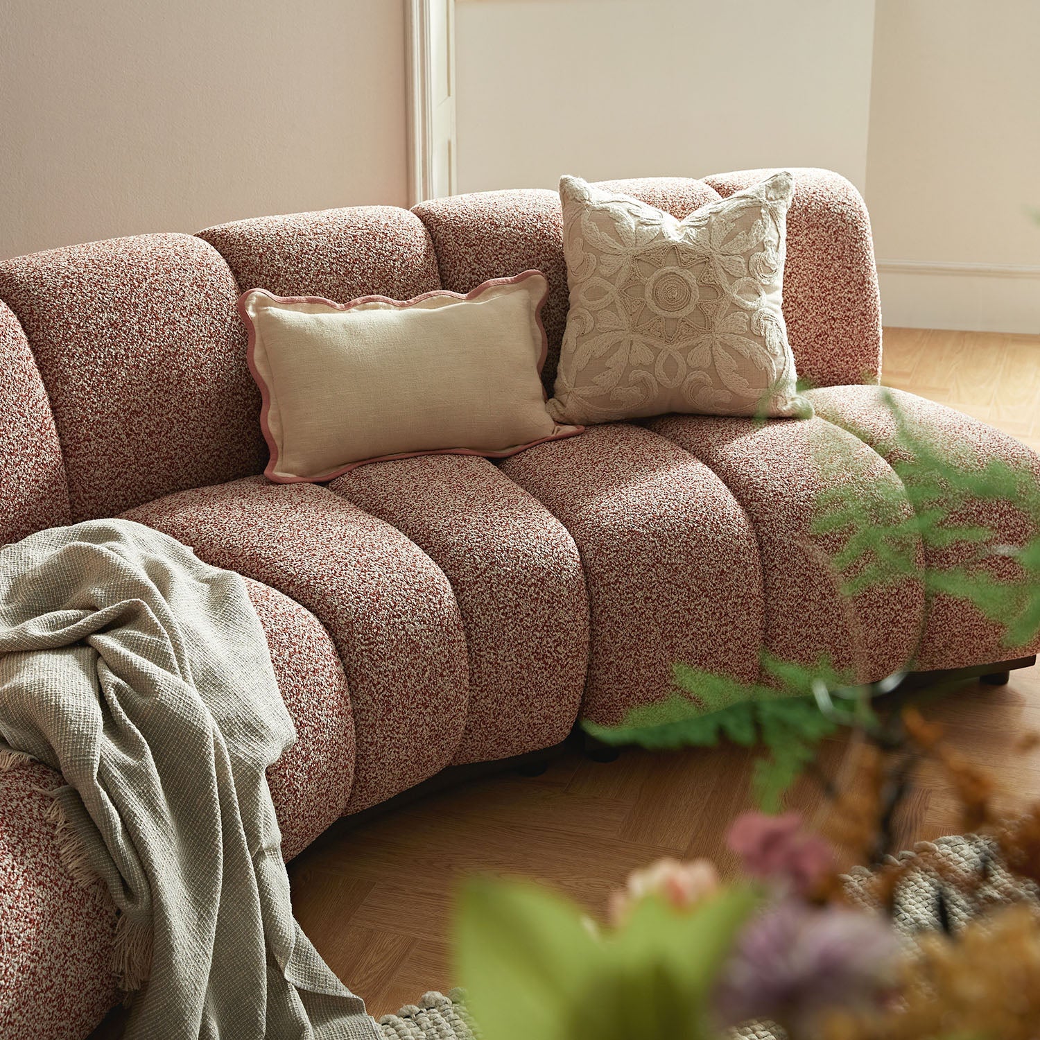 Granvia Musk Blush Boucle Modular Sofa, 3-Seater Corner Sofa