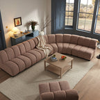 Granvia Musk Blush Boucle Modular Sofa, 5-Seater Grand L-Shaped Sofa