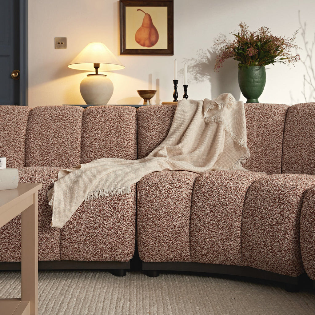 Granvia Musk Blush Boucle Modular Sofa, 5-Seater Grand L-Shaped Sofa
