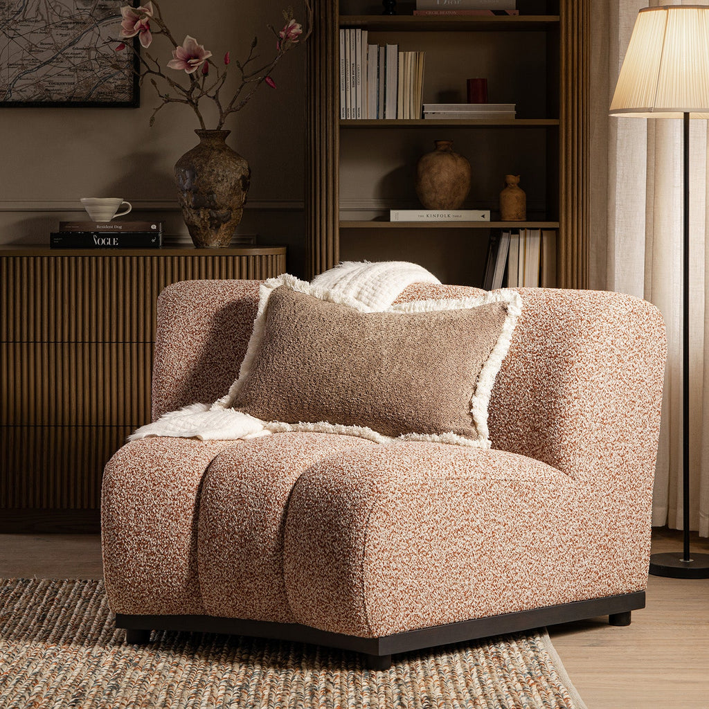 Granvia Musk Blush Boucle Modular Sofa, 1-Seater Curved Sofa
