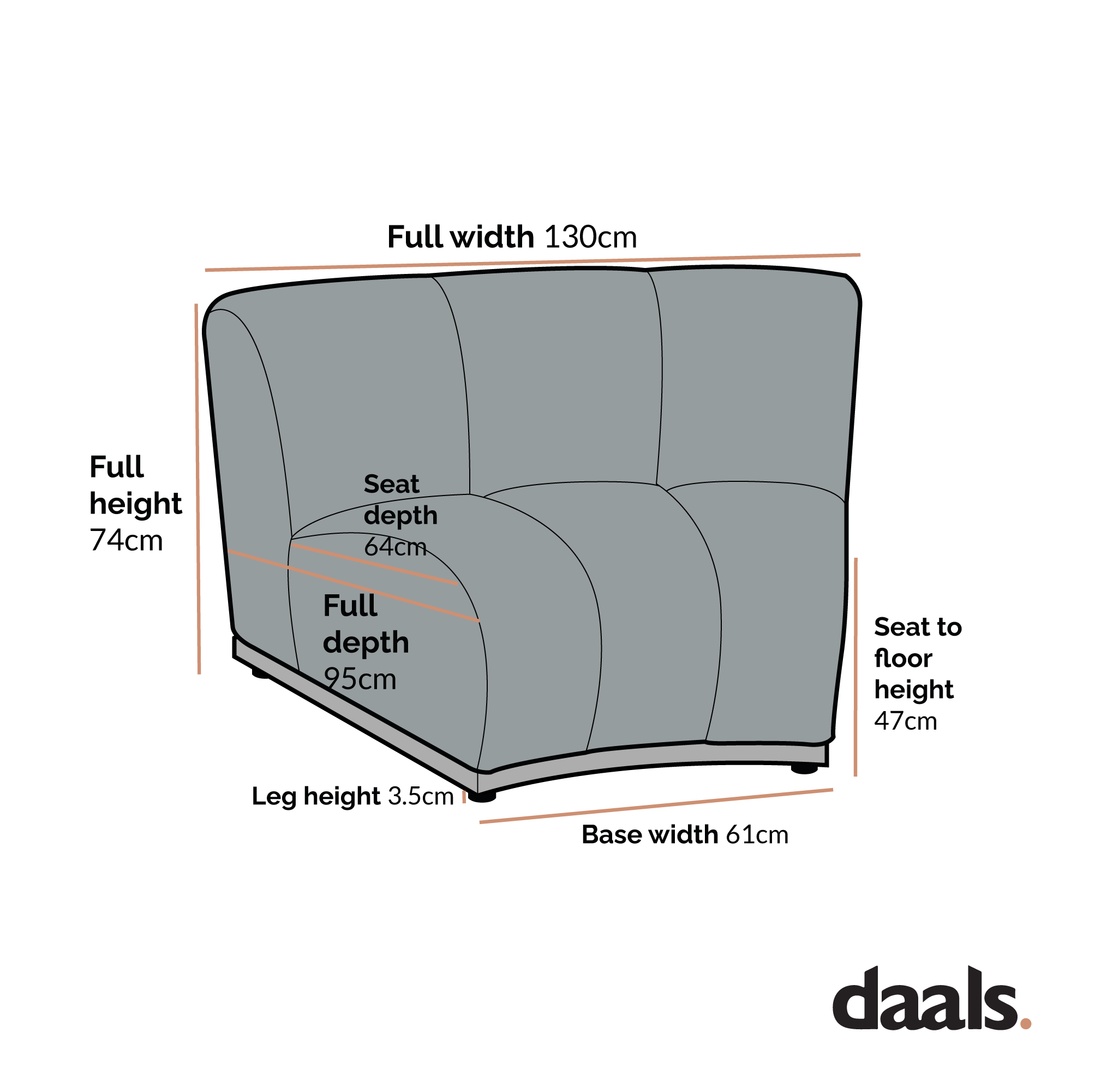 Granvia Musk Blush Boucle Modular Sofa, 1-Seater Curved Sofa