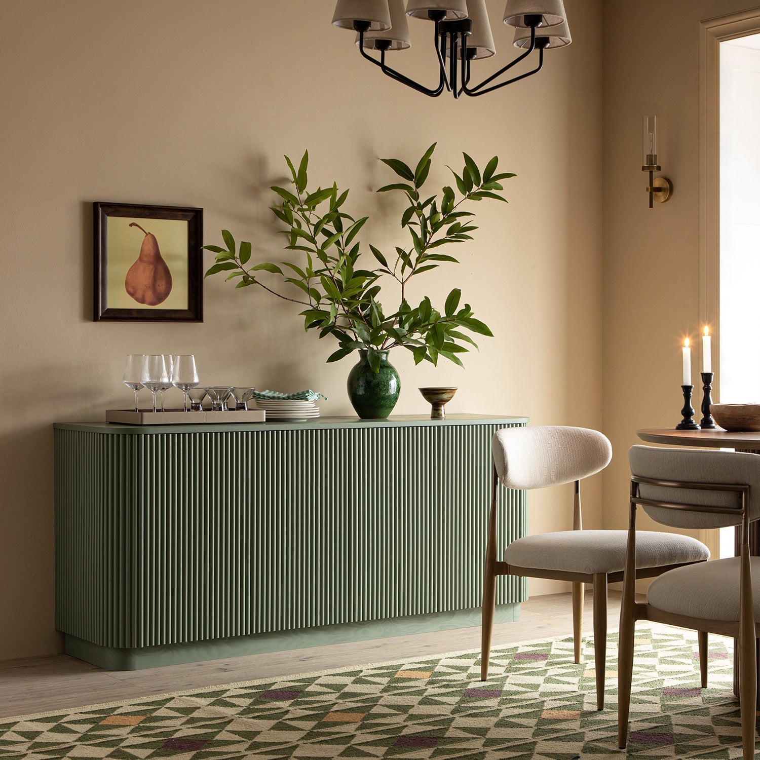 Maru Large 4-Door Sideboard, Sage Green