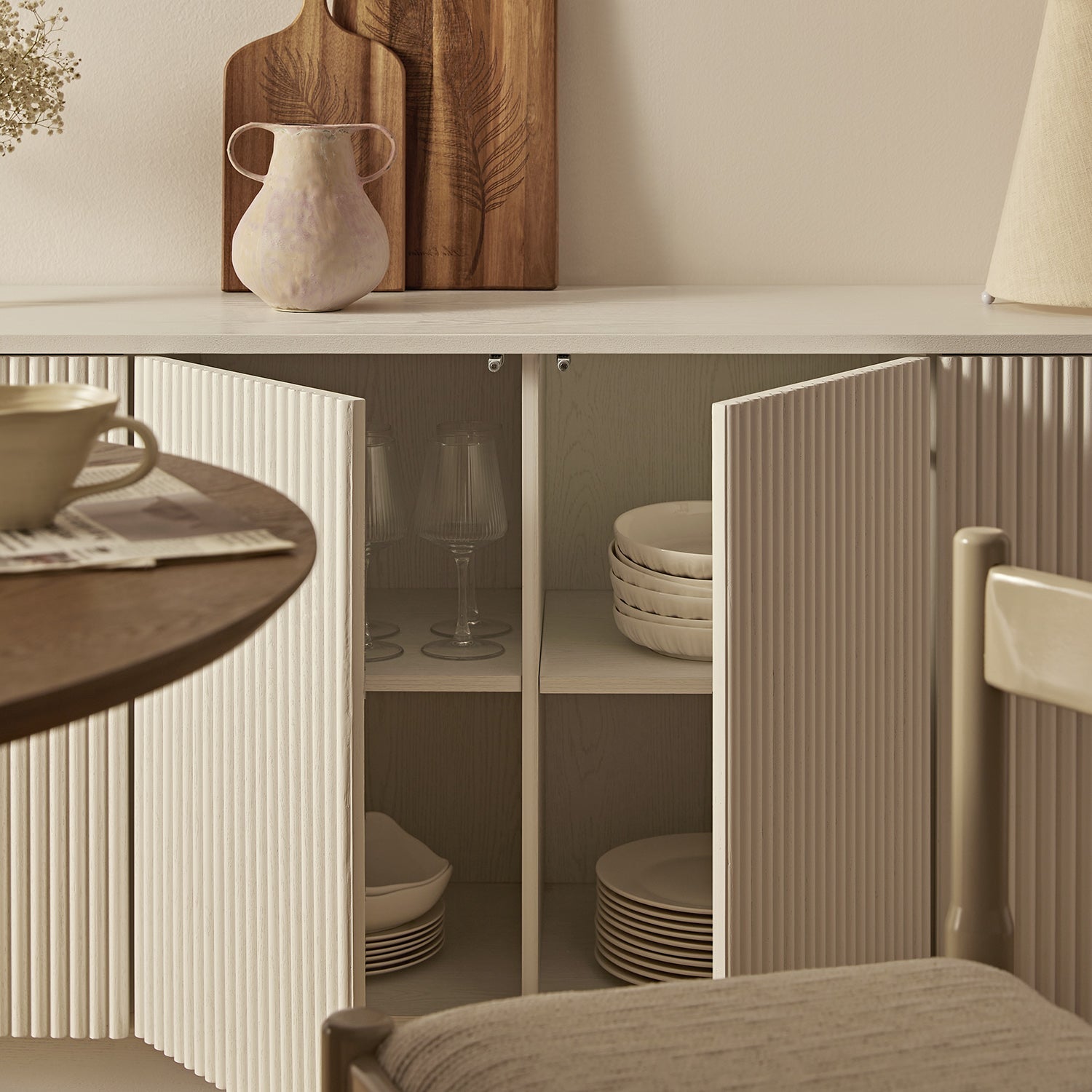 Maru Large 4-Door Sideboard, Washed White