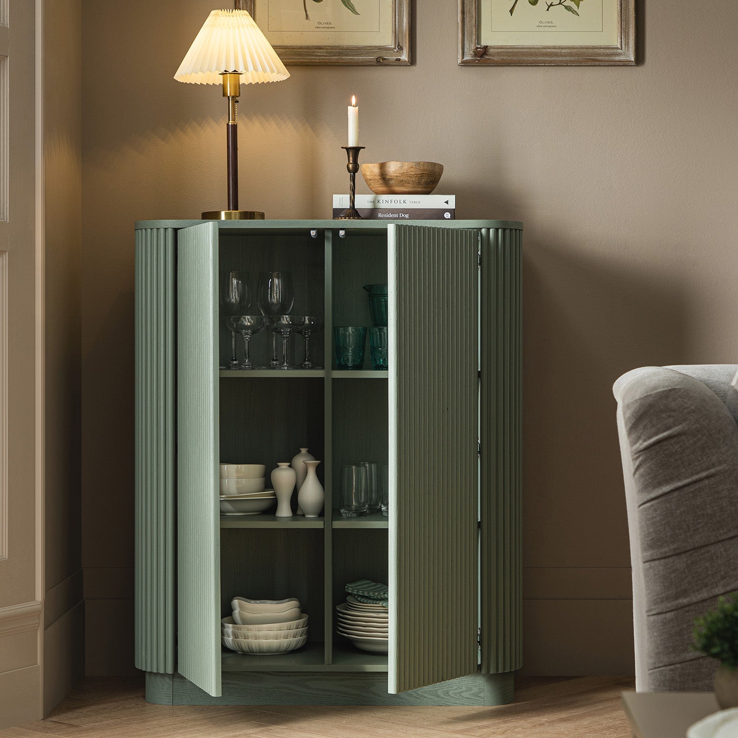 Maru Tall Cabinet, Sage Green