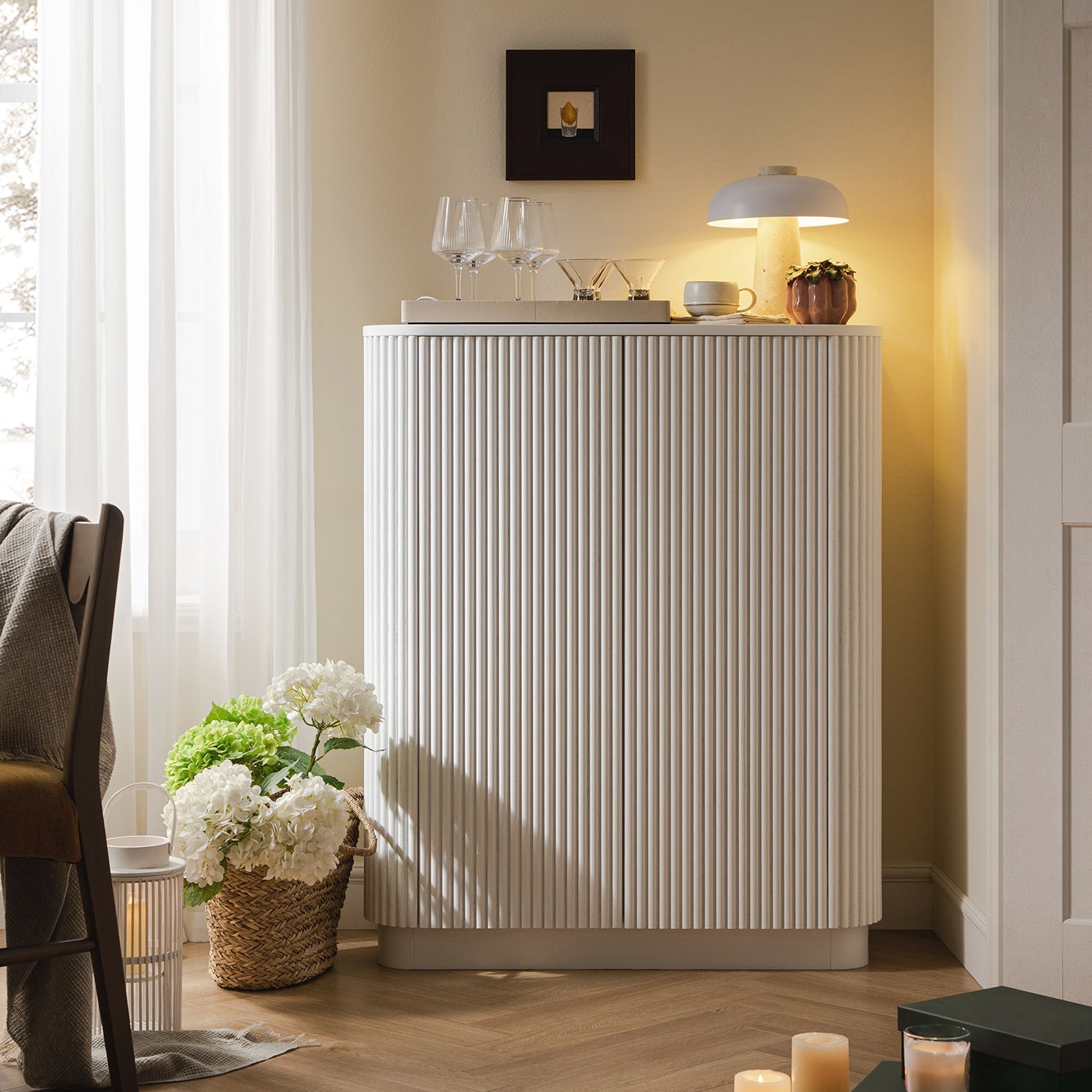 Maru Tall Cabinet, Washed White