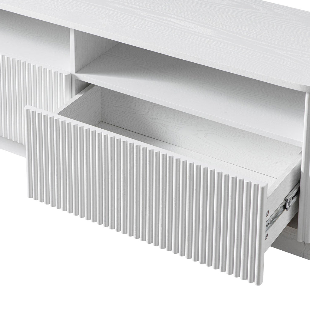 Maru 162cm TV Unit with Drawers, Washed White
