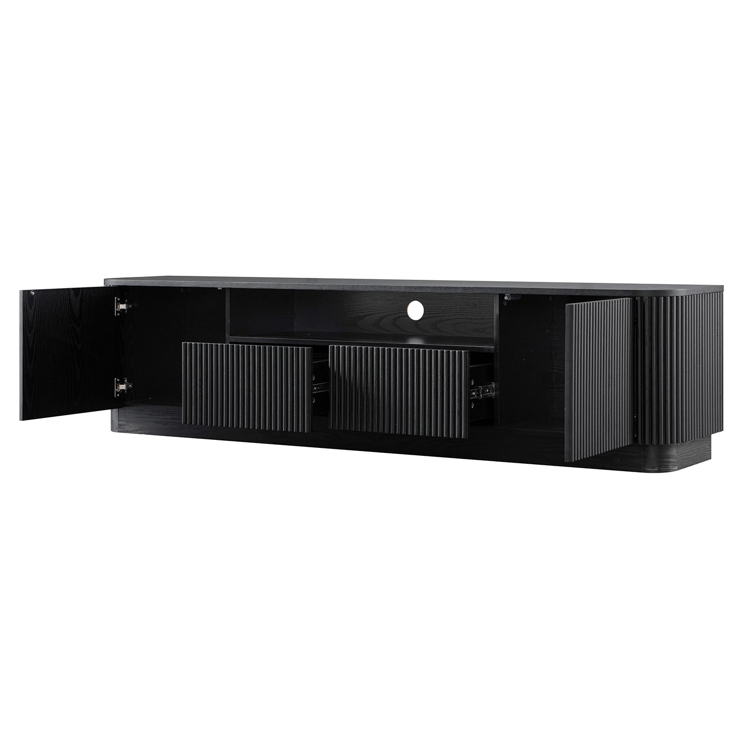 Maru 200cm Wide TV Unit with Drawers, Black