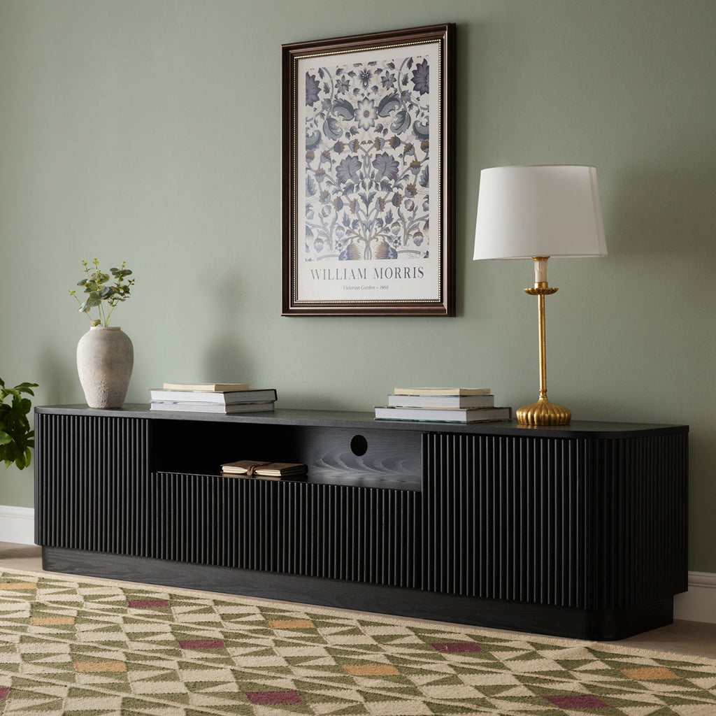 Maru 200cm Wide TV Unit with Drawers, Black