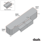 Maru 200cm Wide TV Unit with Drawers, Silver Oak