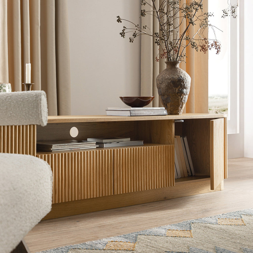 Maru 200cm Wide TV Unit with Drawers, Oak