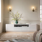 Maru 200cm Wide TV Unit with Drawers, Washed White