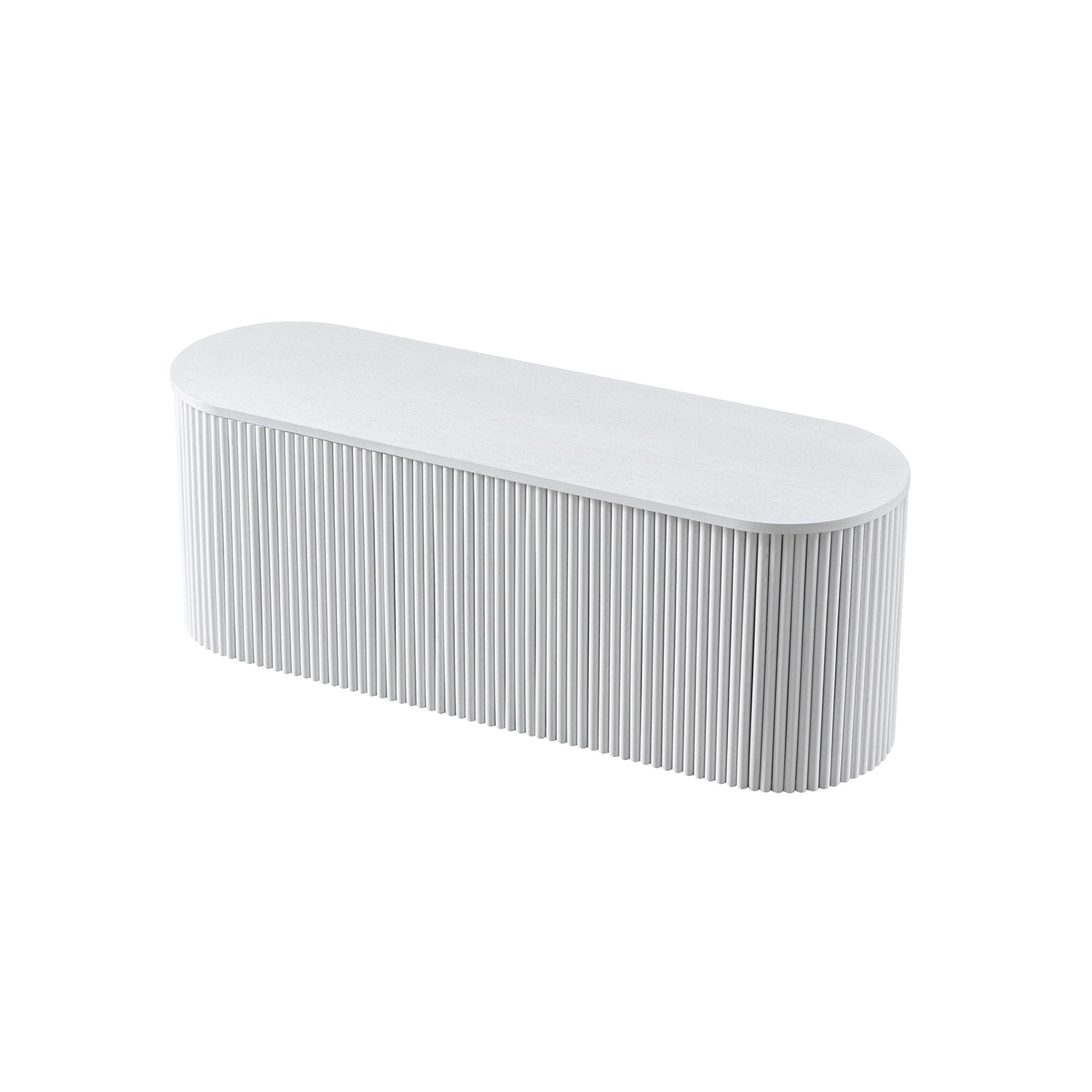 Maru Storage Ottoman Bench, Washed White