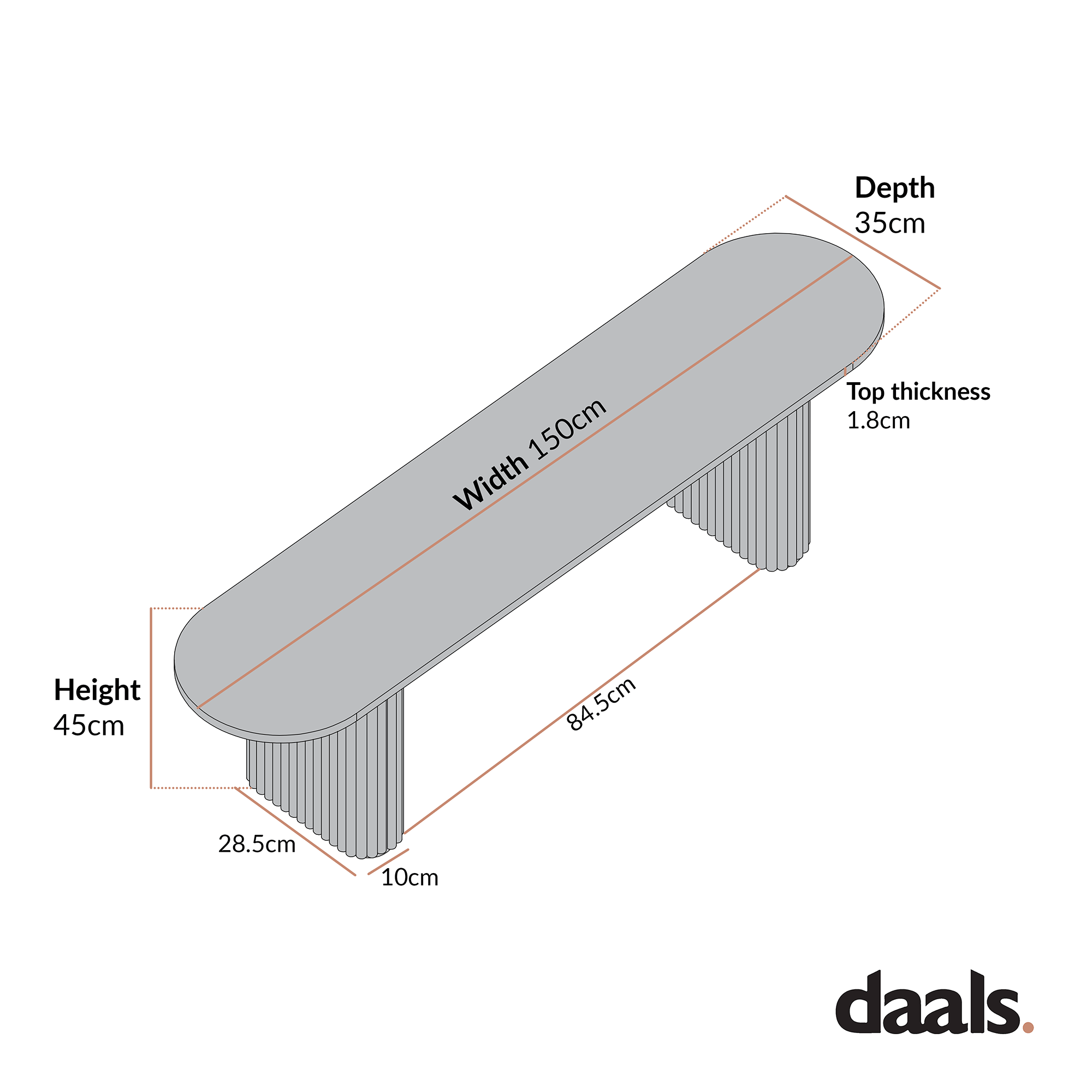 Maru 150cm Dining Bench, Sage Green