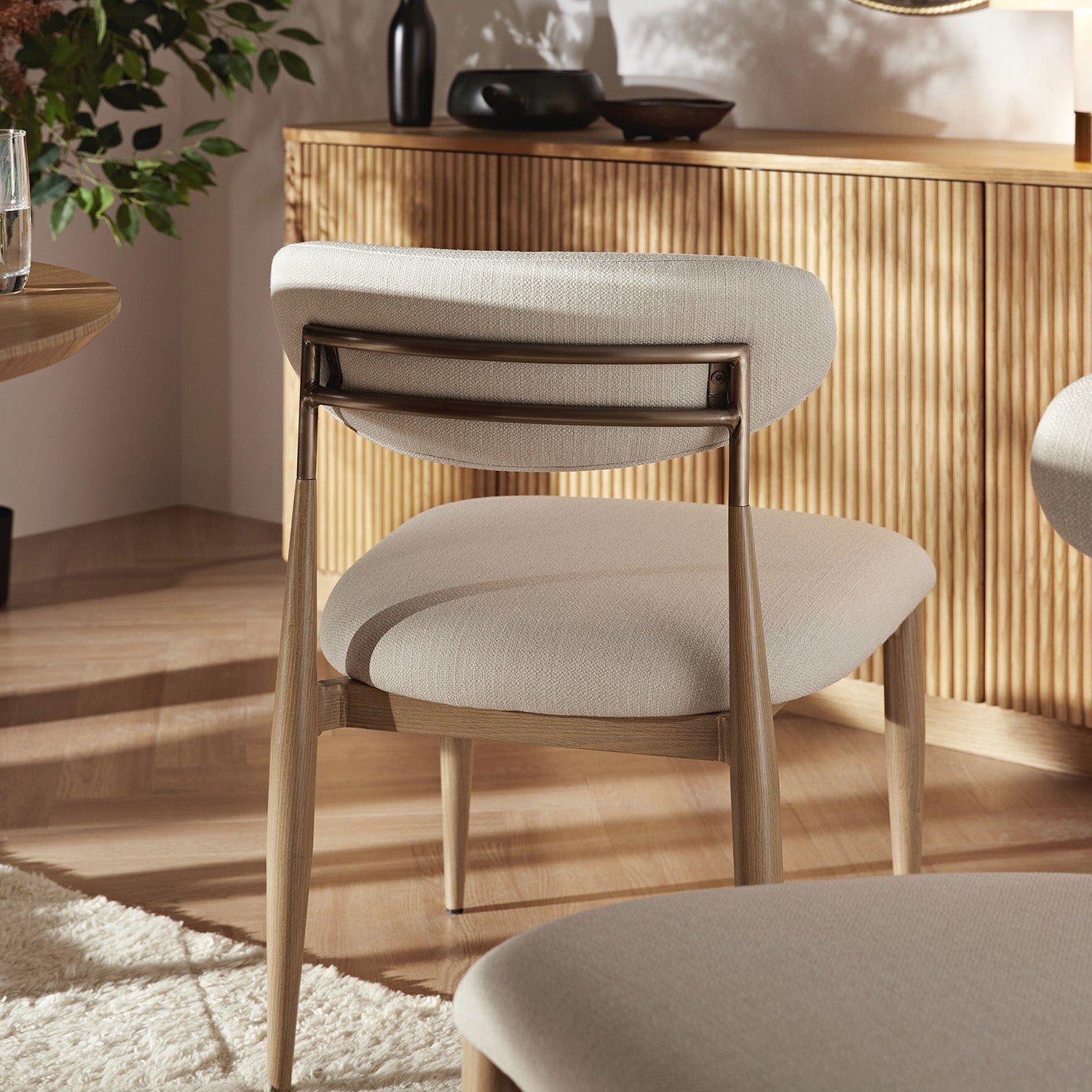 Dagmar Set of 2 Dining Chairs, Ivory Weave| Natural Frame