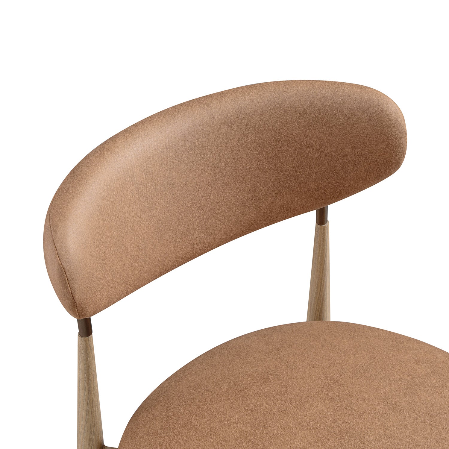 Dagmar Set of 2 Dining Chairs, Chestnut Faux Leather | Natural Frame