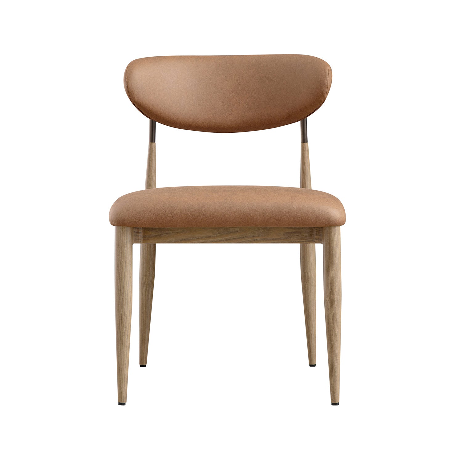 Dagmar Set of 2 Dining Chairs, Chestnut Faux Leather | Natural Frame