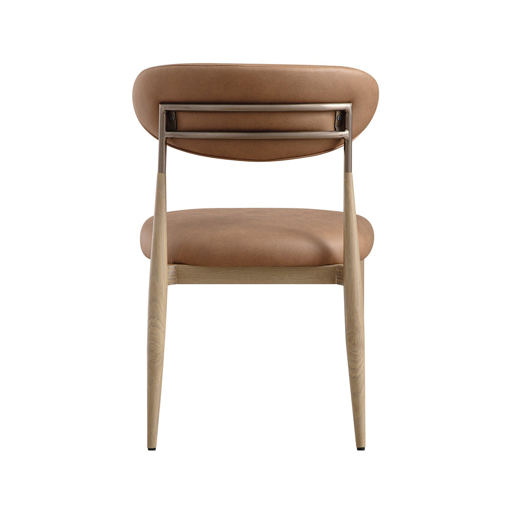 Dagmar Set of 2 Dining Chairs, Chestnut Faux Leather | Natural Frame