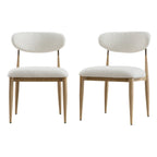 Dagmar Set of 2 Dining Chairs, Ecru Boucle | Natural Frame