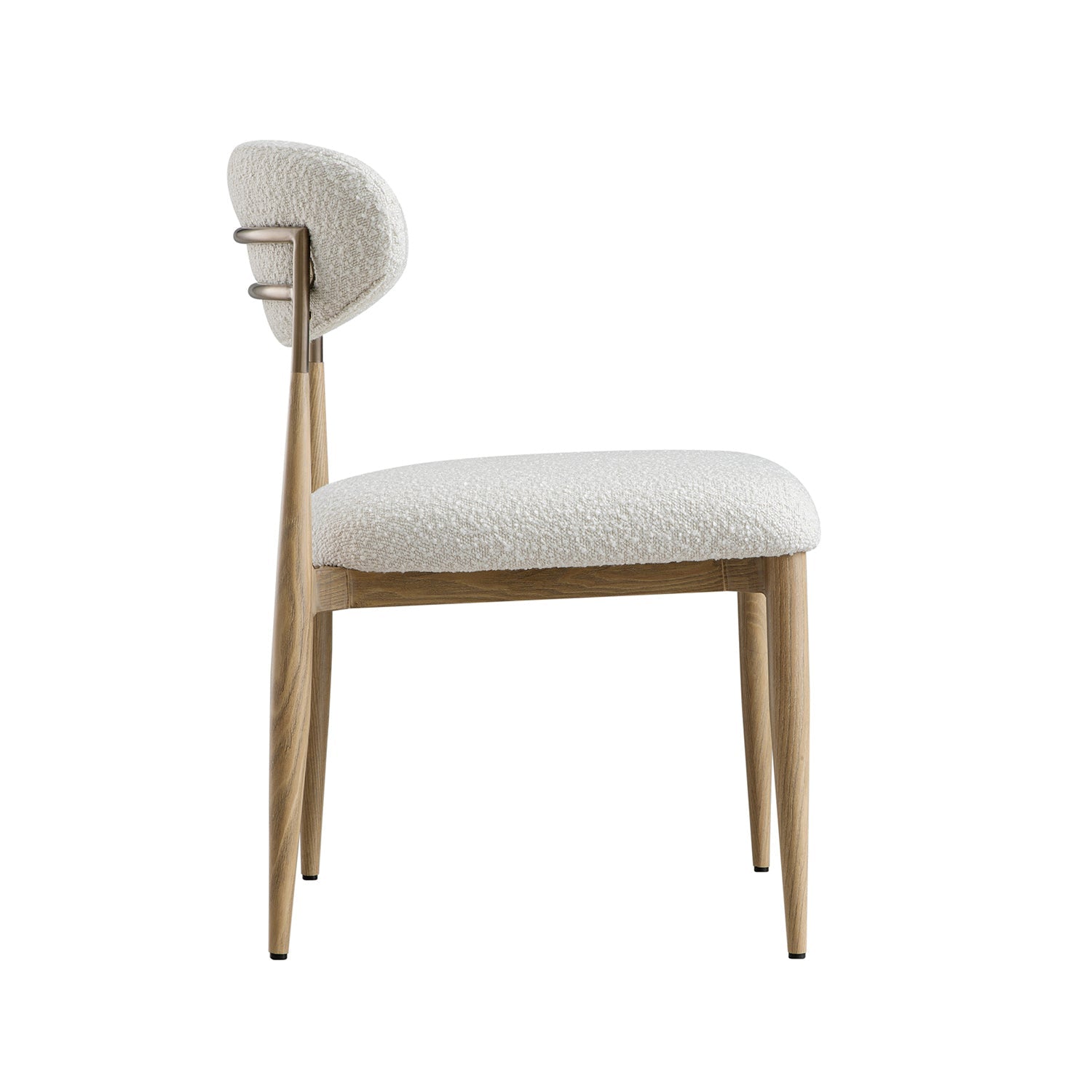 Dagmar Set of 2 Dining Chairs, Ecru Boucle | Natural Frame