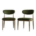 Dagmar Set of 2 Dining Chairs, Moss Chenille | Silver Oak Frame