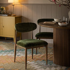 Dagmar Set of 2 Dining Chairs, Moss Chenille | Silver Oak Frame