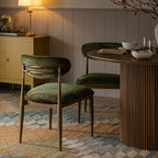 Dagmar Set of 2 Dining Chairs, Moss Chenille | Silver Oak Frame