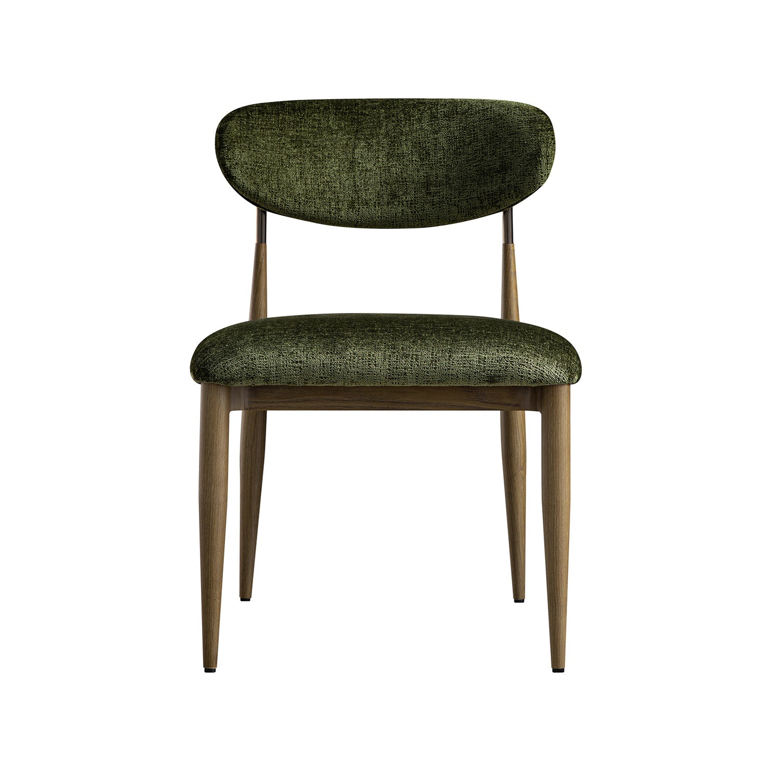 Dagmar Set of 2 Dining Chairs, Moss Chenille | Silver Oak Frame