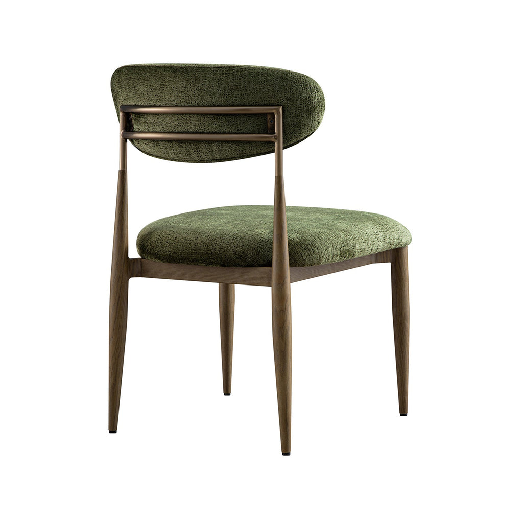 Dagmar Set of 2 Dining Chairs, Moss Chenille | Silver Oak Frame