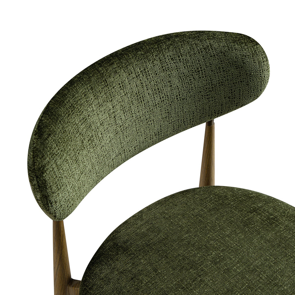 Dagmar Set of 2 Dining Chairs, Moss Chenille | Silver Oak Frame