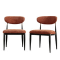 Dagmar Set of 2 Dining Chairs, Rust Chenille | Black Frame