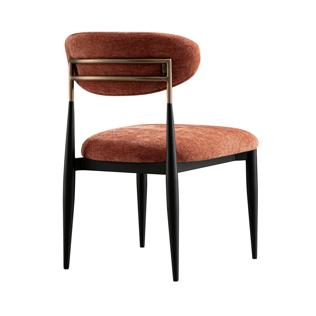 Dagmar Set of 2 Dining Chairs, Rust Chenille | Black Frame