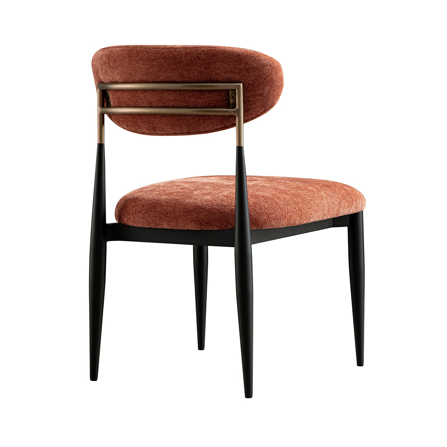 Dagmar Set of 2 Dining Chairs, Rust Chenille | Black Frame
