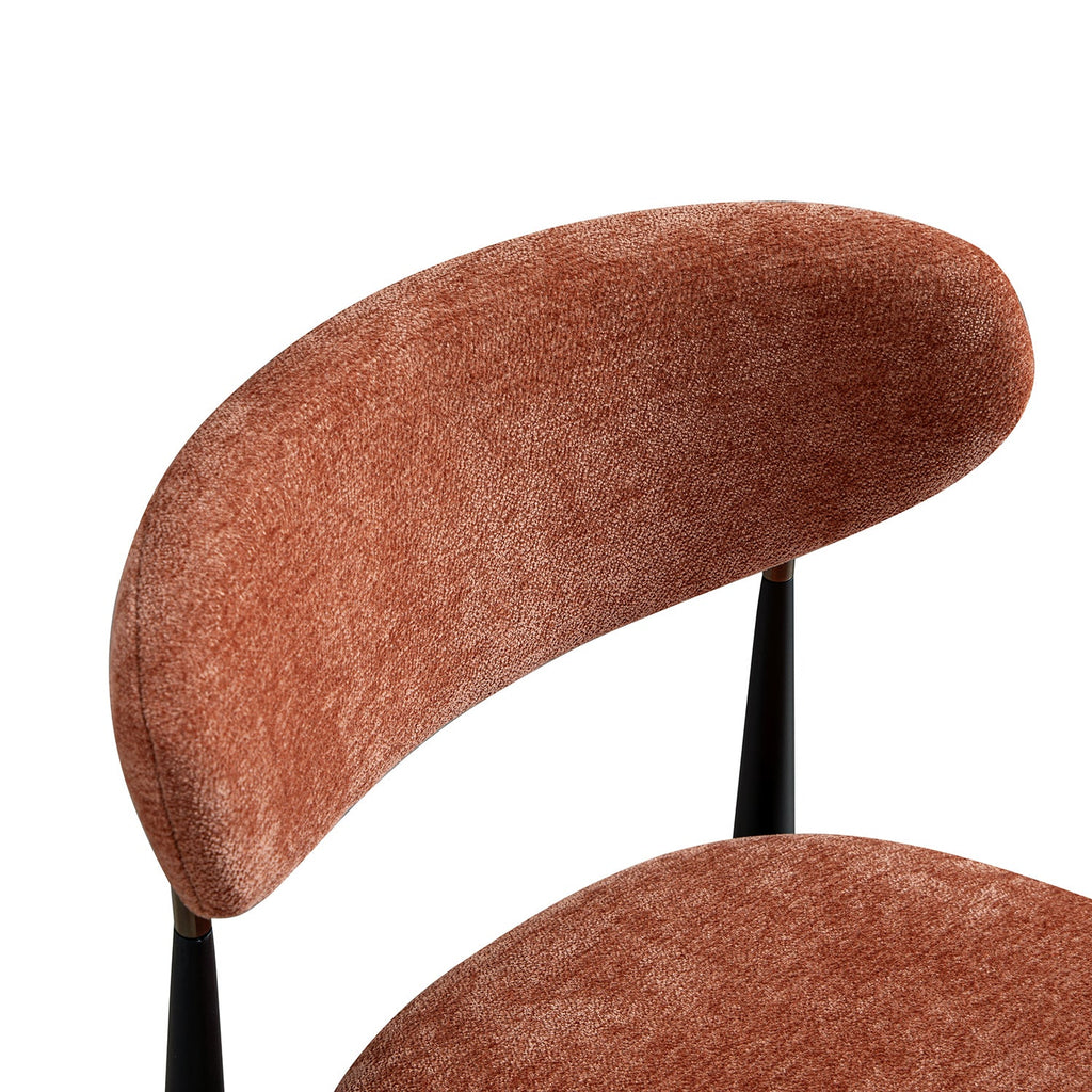 Dagmar Set of 2 Dining Chairs, Rust Chenille | Black Frame