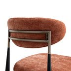 Dagmar Set of 2 Dining Chairs, Rust Chenille | Black Frame