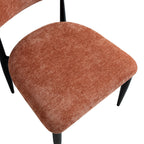 Dagmar Set of 2 Dining Chairs, Rust Chenille | Black Frame