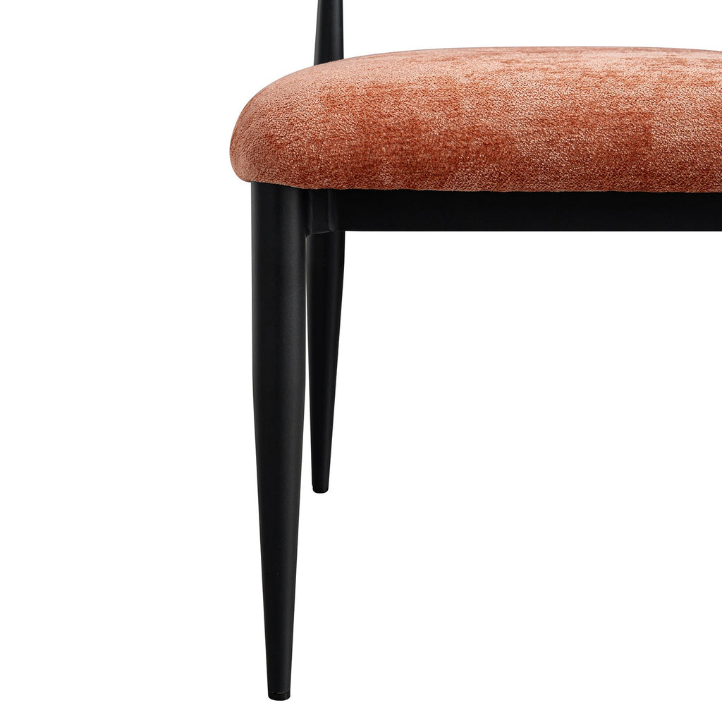 Dagmar Set of 2 Dining Chairs, Rust Chenille | Black Frame