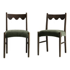 Ludlow Set of 2 Dining Chairs, Forest Green Chenille | Dark Walnut