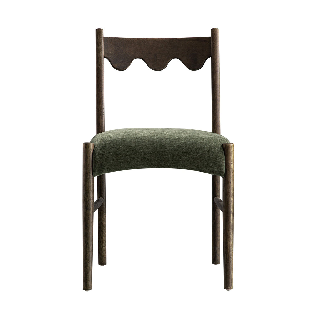 Ludlow Set of 2 Dining Chairs, Forest Green Chenille | Dark Walnut