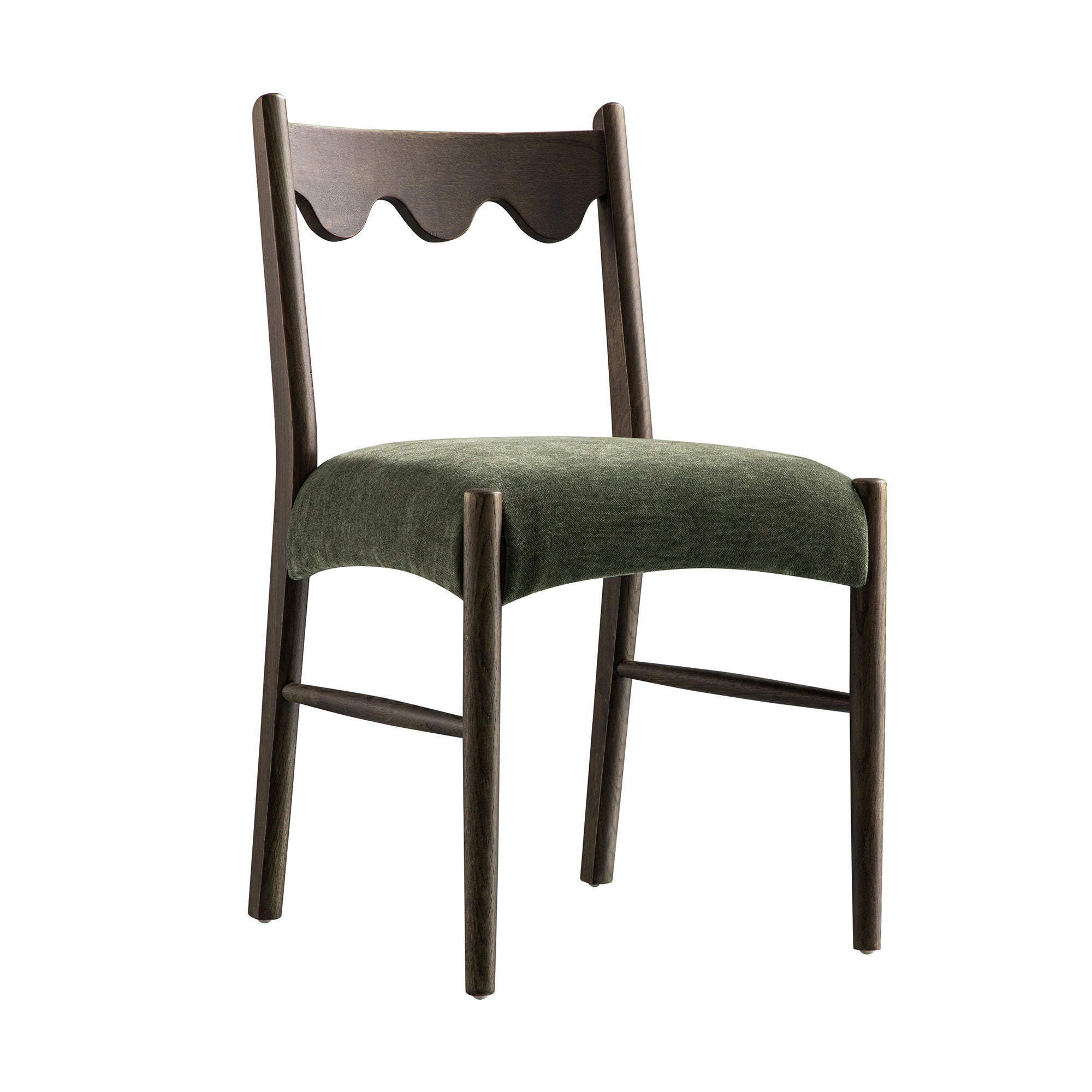 Ludlow Set of 2 Dining Chairs, Forest Green Chenille | Dark Walnut