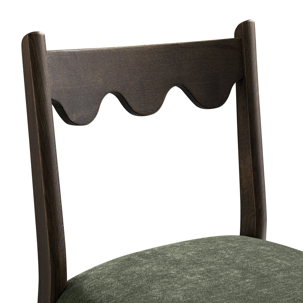 Ludlow Set of 2 Dining Chairs, Forest Green Chenille | Dark Walnut