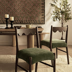 Ludlow Set of 2 Dining Chairs, Forest Green Chenille | Dark Walnut