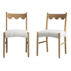 Ludlow Set of 2 Dining Chairs, Ecru Boucle | Natural Oak Frame