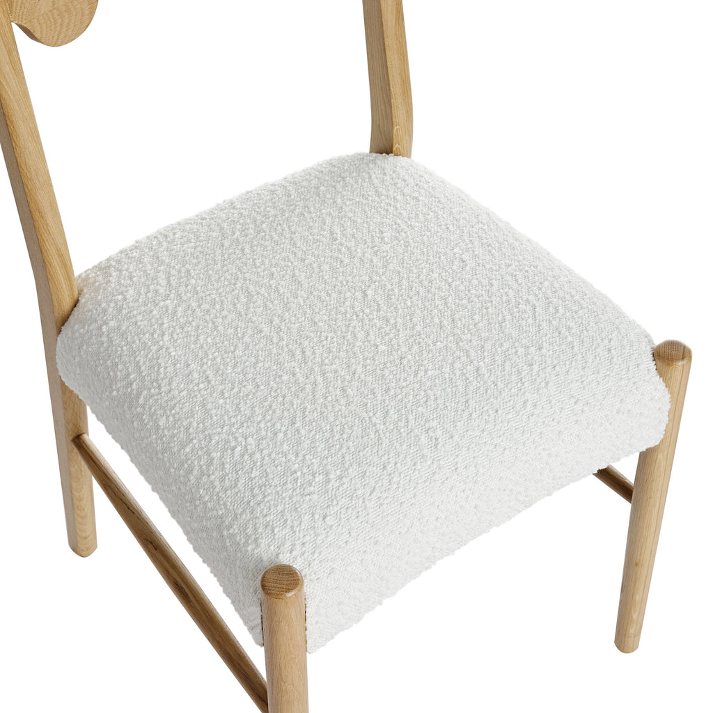 Ludlow Set of 2 Dining Chairs, Ecru Boucle | Natural Oak Frame