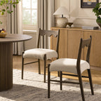 Ludlow Set of 2 Dining Chairs, Oatmeal Fabric | Silver Oak Frame