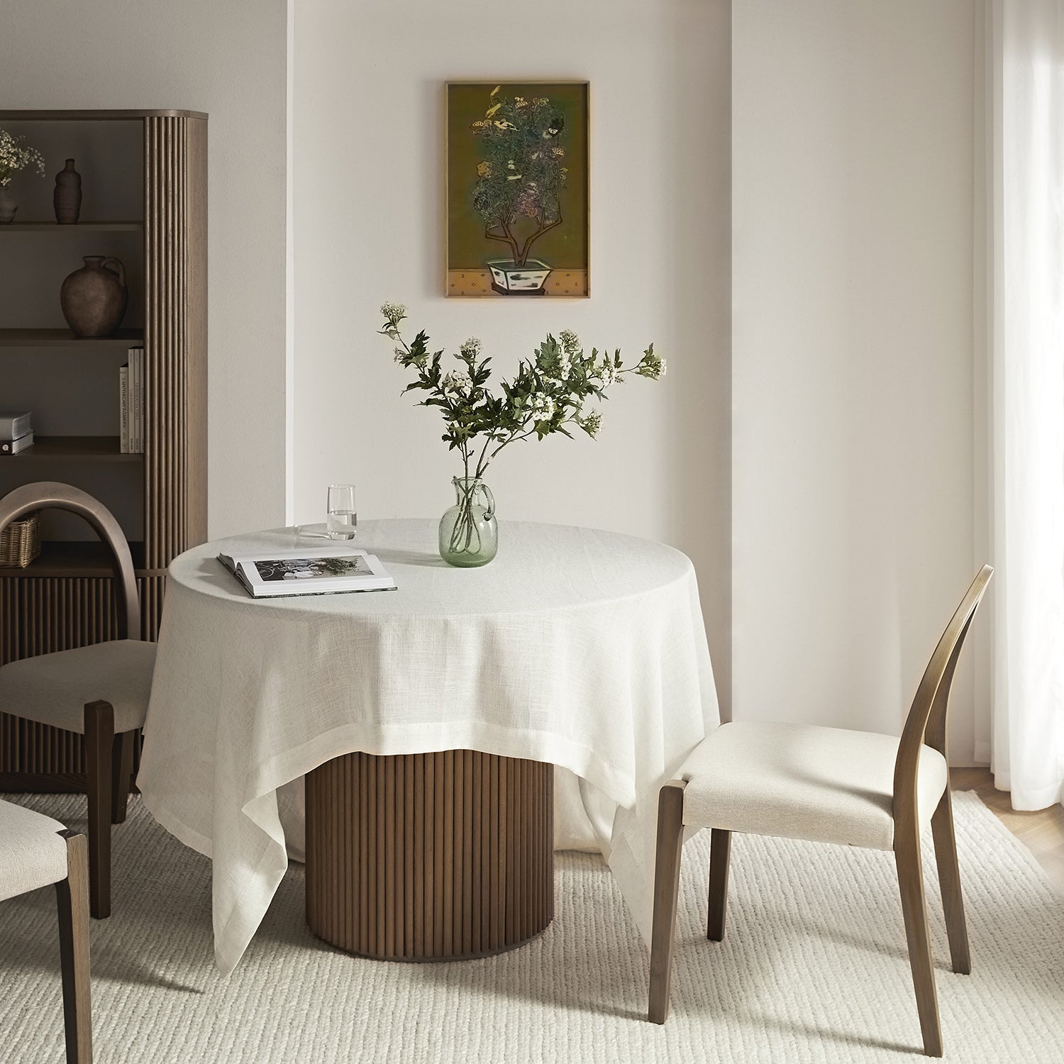 Lumi Dining Chair, Oatmeal Fabric | Silver Oak Frame