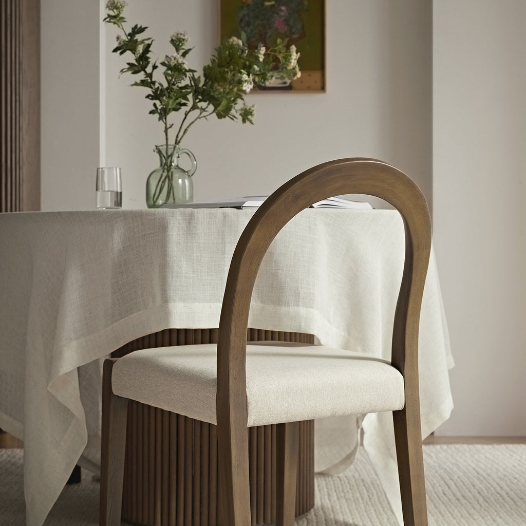 Lumi Dining Chair, Oatmeal Fabric | Silver Oak Frame